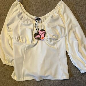 Vixen by Micheline Pitt Ivory White unique vintage Collab top 3X